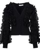 Anne Fontaine Anne Fontaine Women's Ciline Black Long Sleeve Ruffle Cardigan  - 1