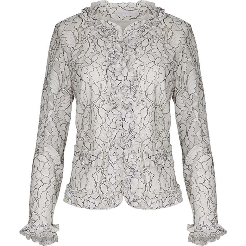 Anne Fontaine Anne Fontaine Women's Giana White And Black Sheer Top