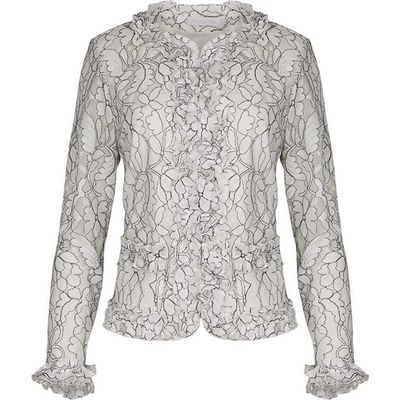 Anne Fontaine Anne Fontaine Women's Giana White And Black Sheer Top