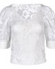 Anne Fontaine Anne Fontaine Women's Katia White V-Neck Top With Sheer Mesh Sleeves  - 1
