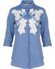 Anne Fontaine Anne Fontaine Women's Shirt Citron Blue Linen Shirt With White Floral Applique - 1