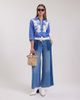 Anne Fontaine Anne Fontaine Women's Shirt Citron Blue Linen Shirt With White Floral Applique - 3
