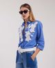 Anne Fontaine Anne Fontaine Women's Shirt Citron Blue Linen Shirt With White Floral Applique - 4