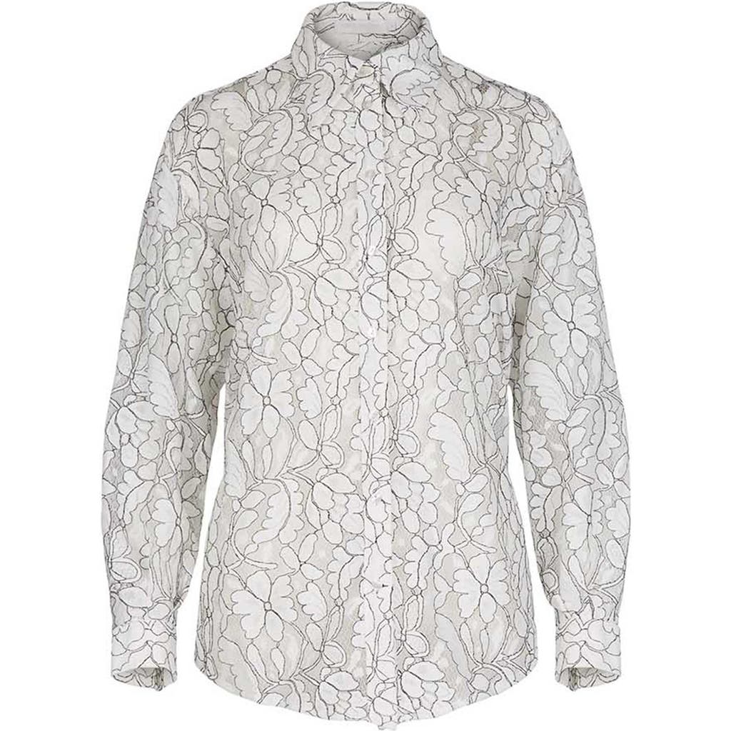Anne Fontaine Anne Fontaine Women's Shirt Daniela White And Black Sheer Oversized Shirt