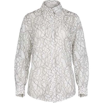 Anne Fontaine Anne Fontaine Women's Shirt Daniela White And Black Sheer Oversized Shirt