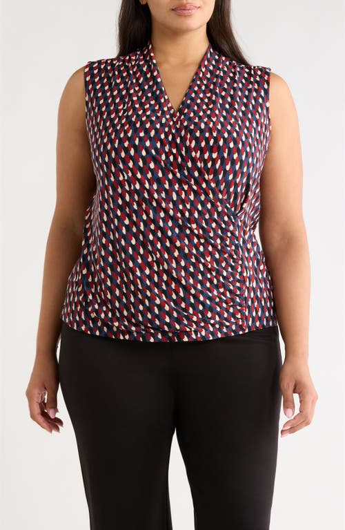 Anne Klein Anne Klein Abstract Print Faux Wrap Top