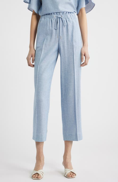 Anne Klein Anne Klein Ankle Straight Leg Linen Blend Drawstring Pants
