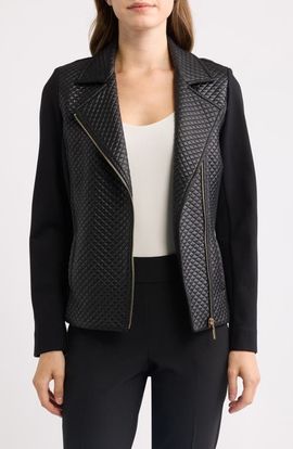 Anne Klein Anne Klein Asymmetric Faux Leather Moto Jacket