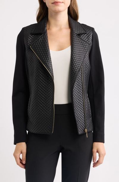 Anne Klein Anne Klein Asymmetric Faux Leather Moto Jacket