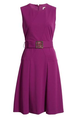 Anne Klein Anne Klein Belted Panel Jewel Neck Dress