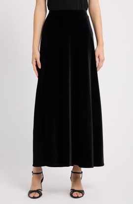 Anne Klein Anne Klein Bias Flared Velvet Maxi Skirt