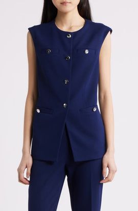 Anne Klein Anne Klein Button-Up Four-Pocket Vest