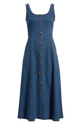 anne klein denim dress Womens Blue Shift Size 4 Retail $99 wash care and an imported construction Anne Klein Women's Split-Neck Puff-Sleeve
