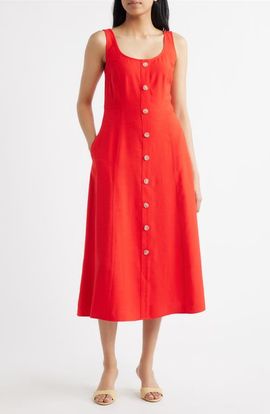 Anne Klein Anne Klein Button Detail Tank Midi Dress