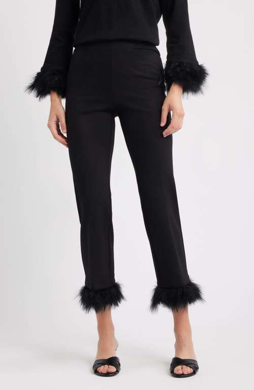Anne Klein Anne Klein Crop Feather Trim Pull-On Pants