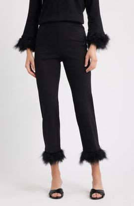 Anne Klein Anne Klein Crop Feather Trim Pull-On Pants