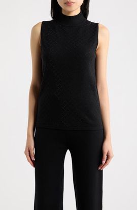 Anne Klein Anne Klein Diamond Quilted Mock Neck Sweater Tank