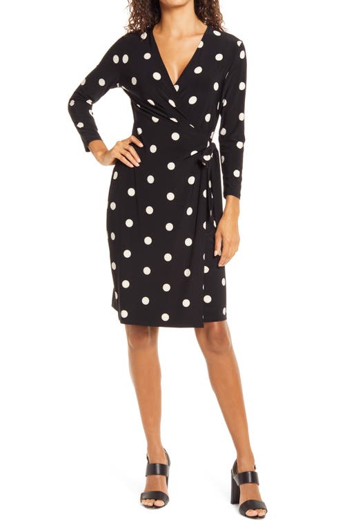 Anne Klein Anne Klein Dot Print Long Sleeve Wrap Dress
