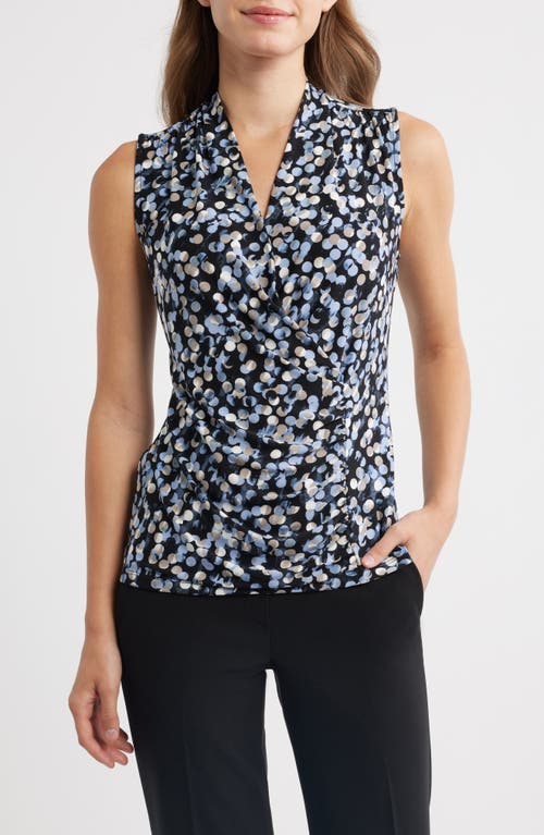 Anne Klein Anne Klein Dot Print Sleeveless Faux Wrap Top