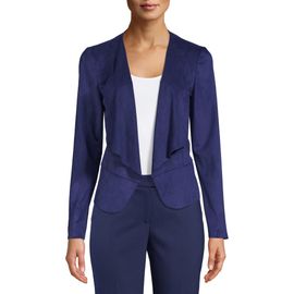 Anne Klein Anne Klein Drape Front Faux Suede Jacket