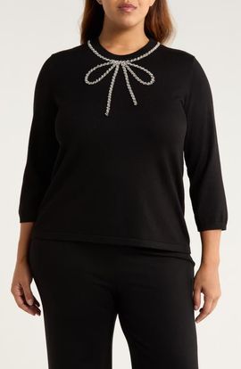Anne Klein Anne Klein Embellished Crewneck Sweater