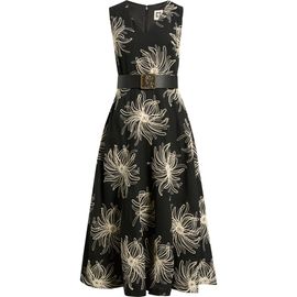 Anne Klein Anne Klein Embroidered Belted Midi Dress