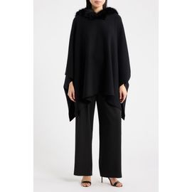 Anne Klein Anne Klein Faux Fur Trim Hooded Sweater Cape
