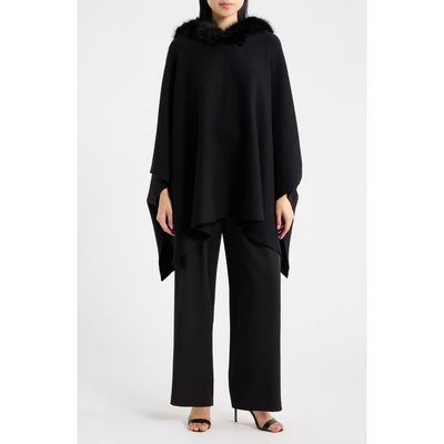 Anne Klein Anne Klein Faux Fur Trim Hooded Sweater Cape