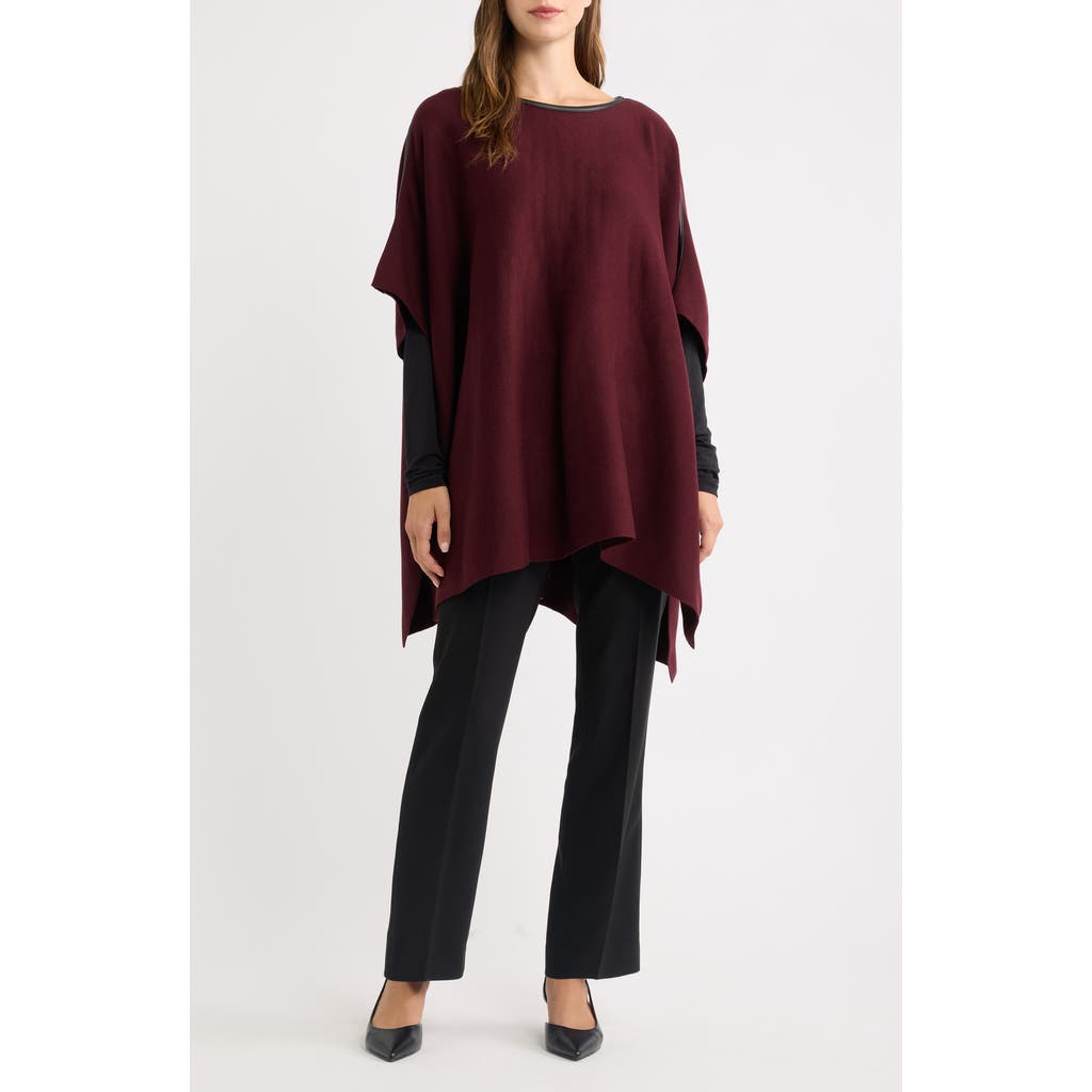 Anne Klein Anne Klein Faux Leather Trim Knit Cape