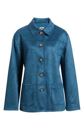 Anne Klein Anne Klein Faux Suede Five-Button Jacket