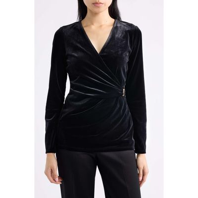 Anne Klein Anne Klein Faux Wrap Velvet Top