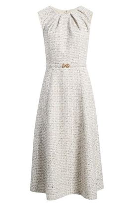 Anne Klein Anne Klein Fit & Flare Tweed Midi Dress