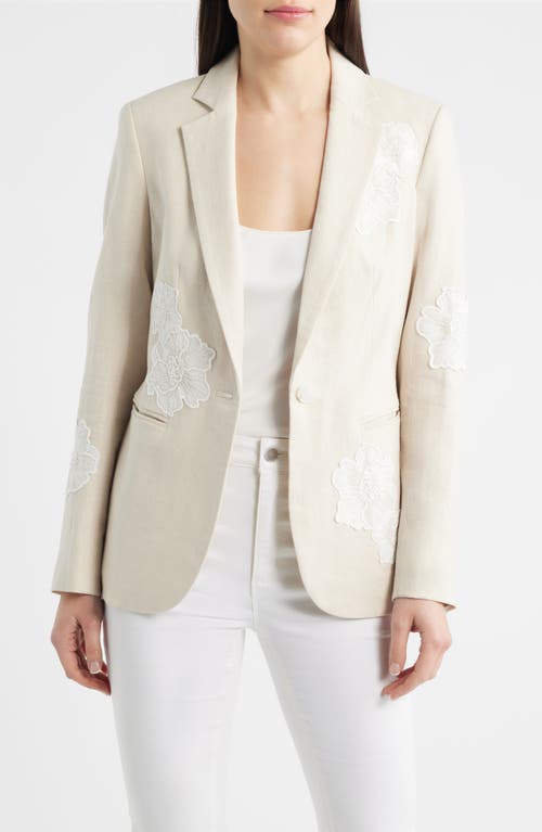 Anne Klein Anne Klein Floral Appliqué Linen Blend Blazer