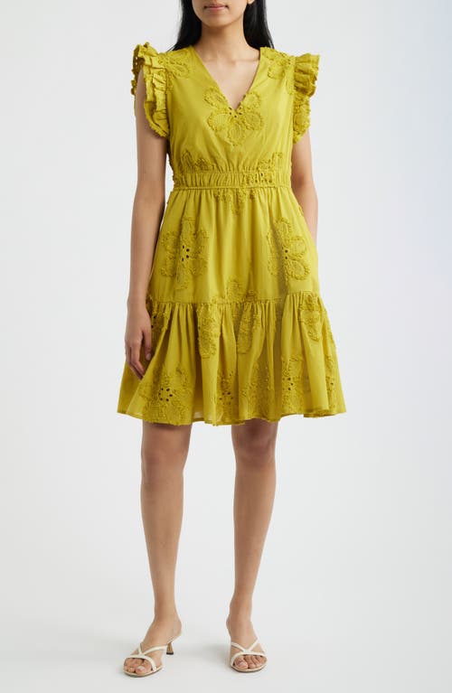 Anne Klein Anne Klein Floral Embroidered Ruffle Dress