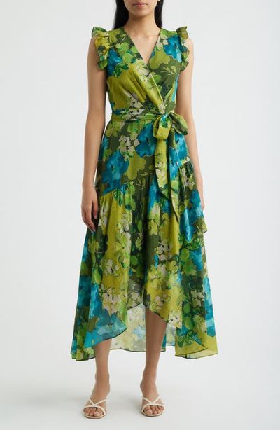 Anne Klein Anne Klein Floral Print Faux Wrap Midi Dress