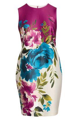 Anne Klein Anne Klein Floral Print Scuba Sheath Dress