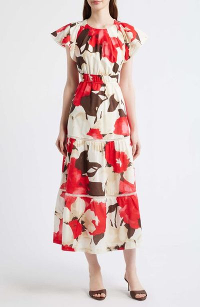 Anne Klein Anne Klein Floral Print Tiered Midi Dress
