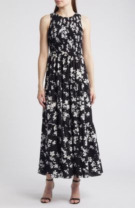Anne Klein Anne Klein Floral Sleeveless Tiered Maxi Dress