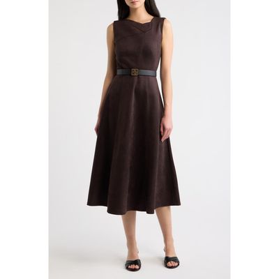Anne Klein Anne Klein Folded Drape Neck Midi Dress