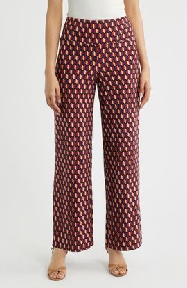Anne Klein Anne Klein Geo Print Wide Leg Pants