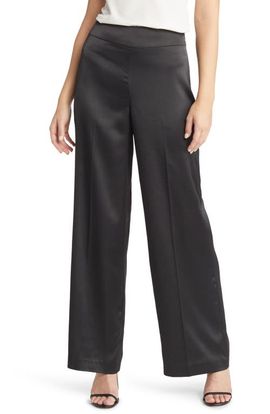 Anne Klein Anne Klein High Waist Wide Leg Satin Pants