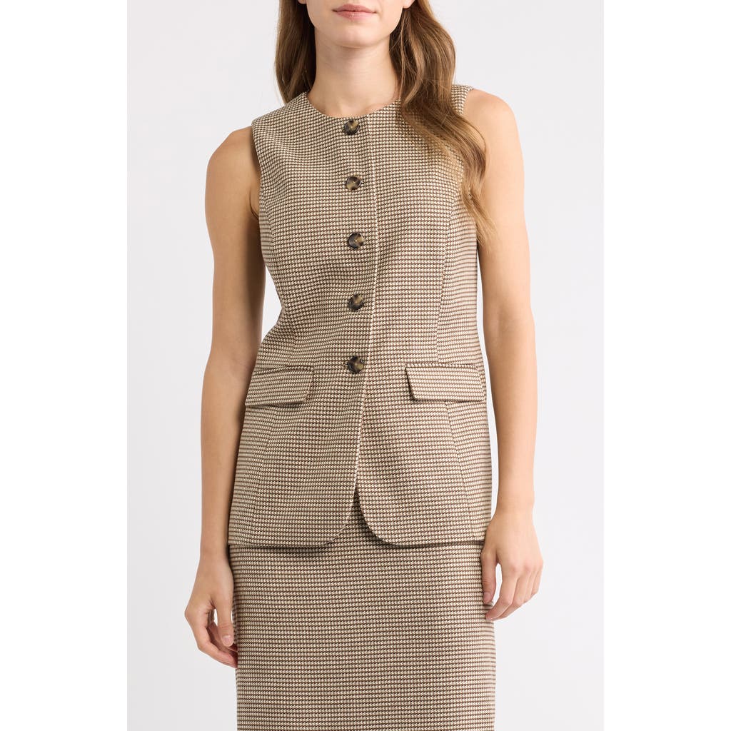 Anne Klein Anne Klein Houndstooth Five-Button Vest