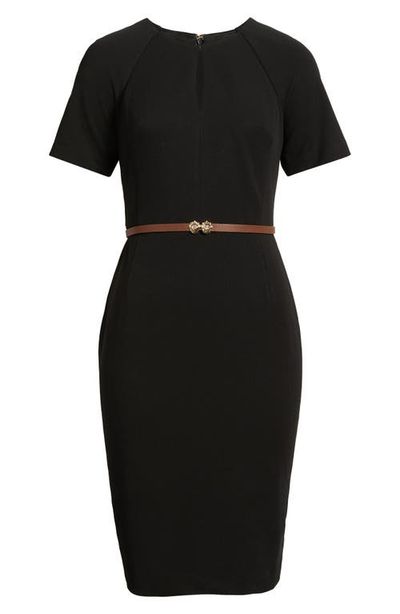 Anne Klein Anne Klein Keyhole Belted Sheath Dress