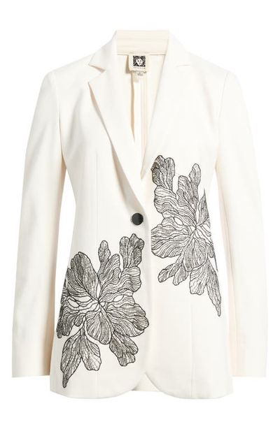Anne Klein Anne Klein Lace Appliqué Notch Collar Blazer