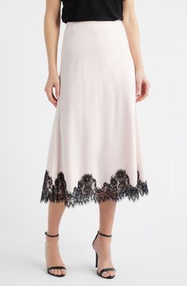 Anne Klein Anne Klein Lace Trim Midi Skirt