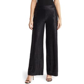 Anne Klein Anne Klein Linear Shine Sequin Wide Leg Pants