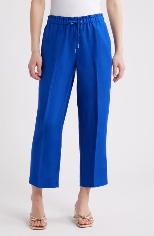 Anne Klein Anne Klein Linen Blend Crop Wide Leg Drawstring Pants