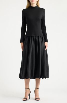 Anne Klein Anne Klein Mock Neck Drop Waist Bubble Dress