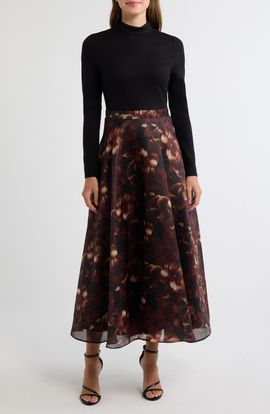 Anne Klein Anne Klein Mock Neck Fit and Flare Dress