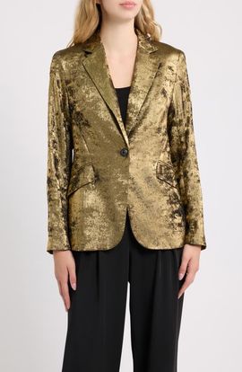 Anne Klein Anne Klein One-Button Metallic Blazer